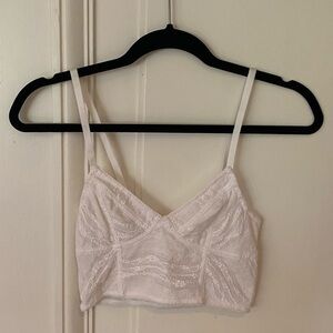 White Free People Lacey Crop Top
